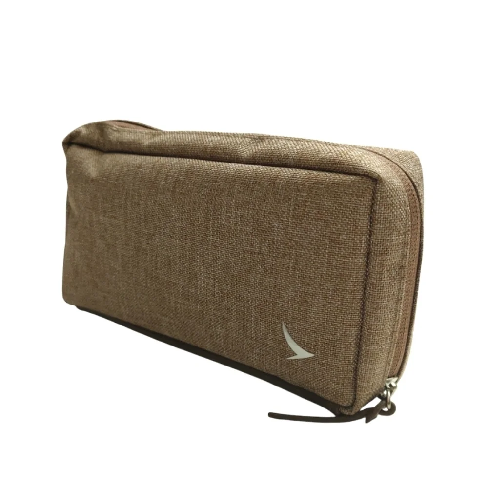 Brown Cosmetic Bag Zipper Soft Pouch Travel Essentials Makeup Case